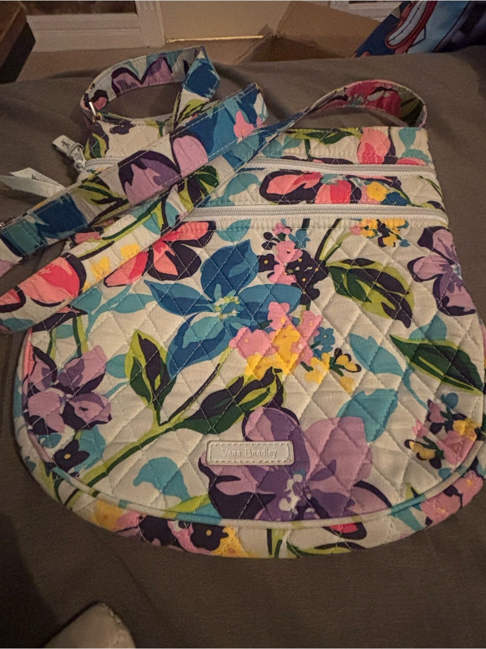 Vera Bradley Quilted Floral Crossbody in White, Blue, Purple and Pink